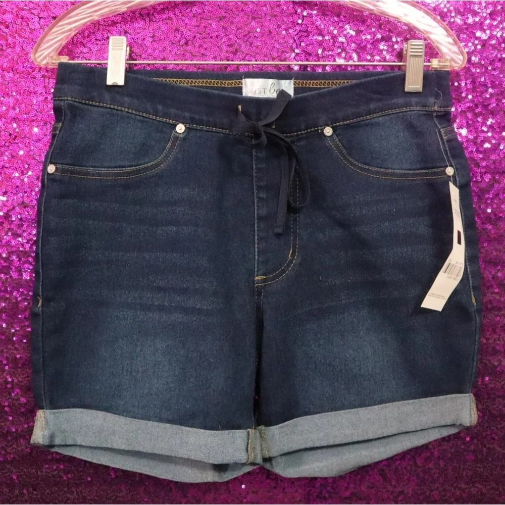 Dark Wash Denim Shorts 3X Just Be Women Cuffed Drawstring Stretch Jeggings